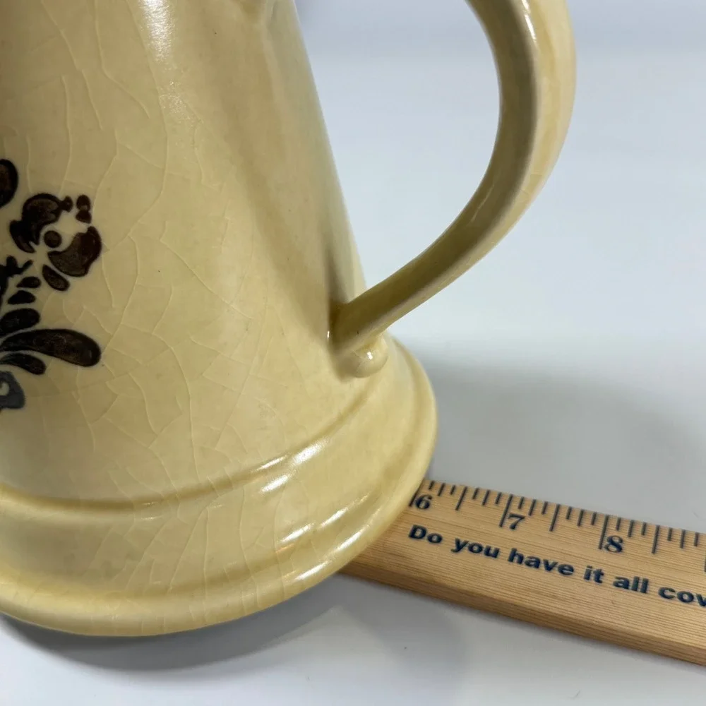 VTG Pfaltzgraff Village Coffee Pot Tea Server Pitcher Tan Brown Folk Farmhouse